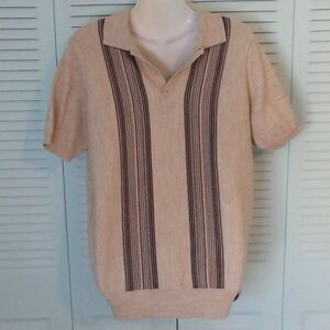 VTG ST MICHAEL SZ M DAD POLO STYLE KNIT SWEATER SHORT SLEEVES STRIPES BOWLING